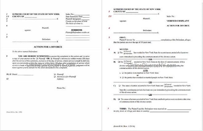 free printable uncontested divorce forms for new york