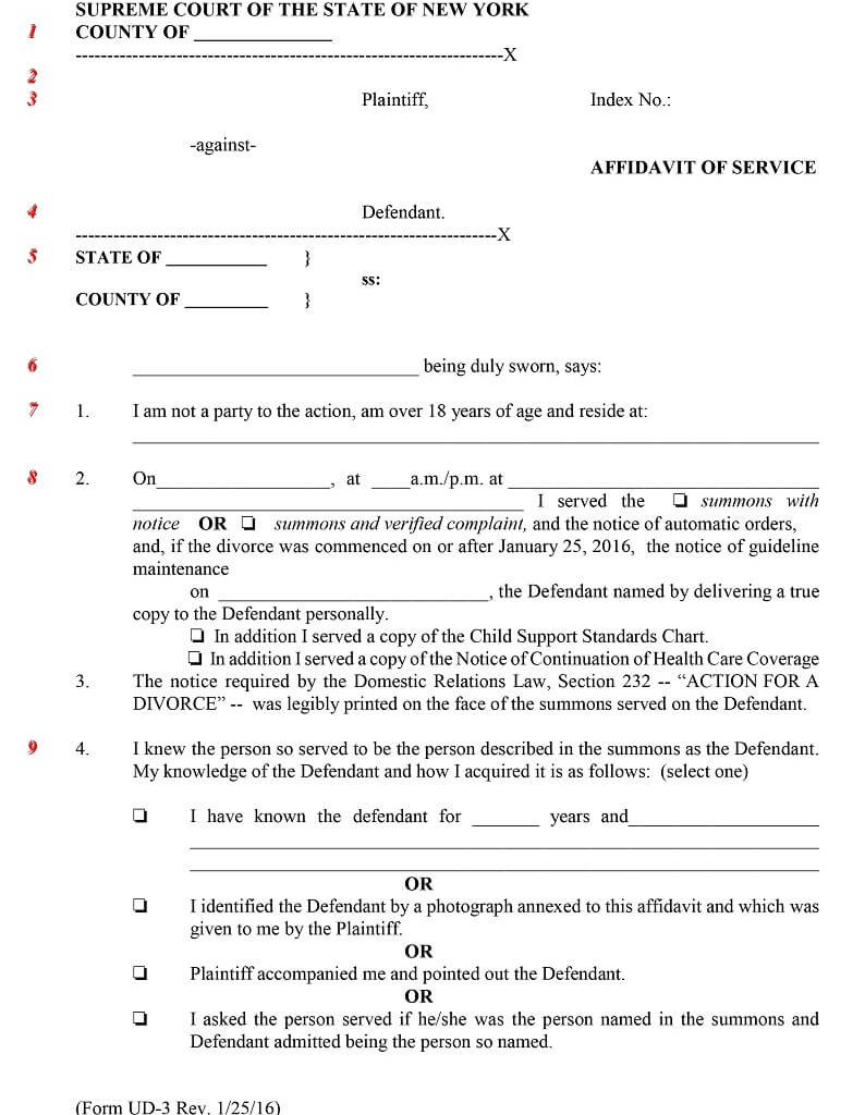 affidavit of service (form ud-3)
